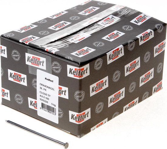 Kelfort draadnagel plat geruite kop blank 4.0 x 100mm 5kg