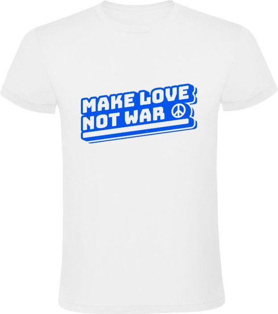 Sol's Make love not war Heren T-shirt - Wit - Maat S