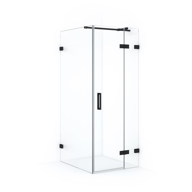 Maxaro Douchecabine Diamond 90x80cm 8mm Helder Veiligheidsglas Mat Zwart met Draaideur