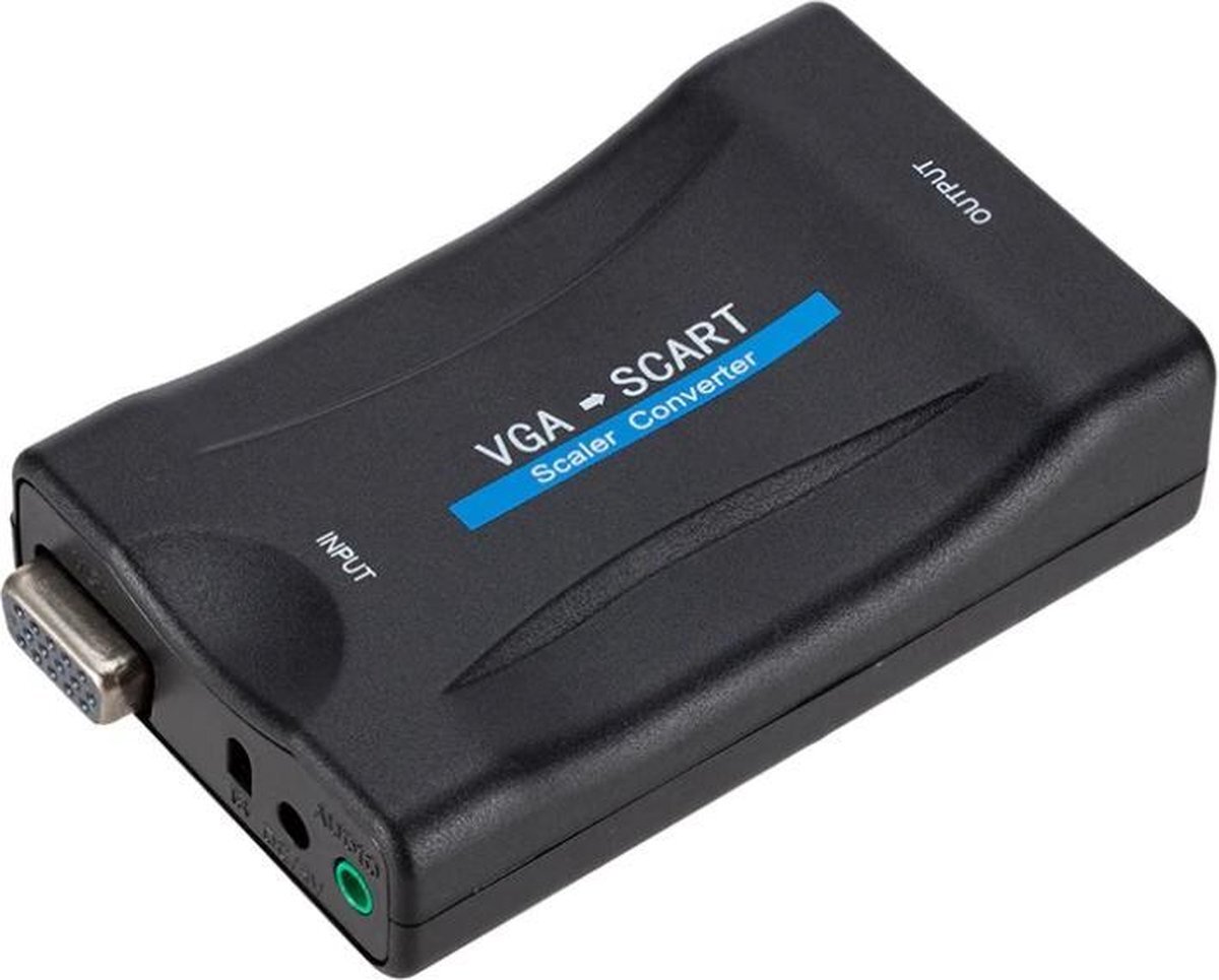 Coretek VGA + 3,5mm Jack naar Scart audio video converter / zwart