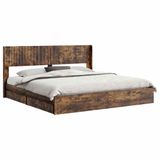 vidaXL Bedframe met opbergruimte en hoofdbord Gerookt eiken