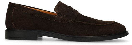Manfield - Heren - Donkerbruine suède loafers - Maat 45