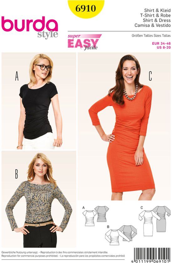 Burda Naaipatroon 6910 - Shirt in variaties en jurk
