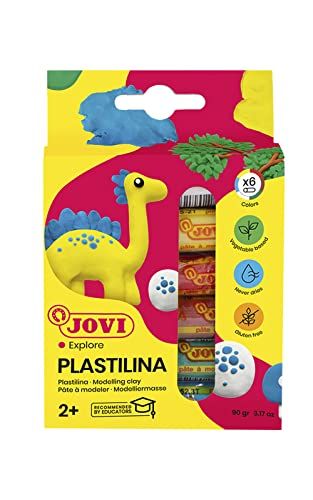 Jovi - Plasticine koffer, 6 repen, veelkleurig assortiment, glutenvrij (90/6)