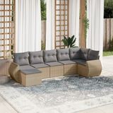 Maison Exclusive - Ensemble de meubles de jardin 7 pièces avec canapé et coussins, beige, en polyrotin