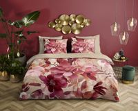 Descanso Dekbedovertrek Bloemen Lits-jumeaux 240x200/220 cm Zand Coton Satin
