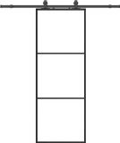 vidaXL Schuifdeur met beslagset 76x205 cm ESG glas zwart