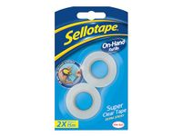 Sellotape Navullingen voor de hand, extra sterk plakband, transparante tapevullingen voor kunst en ambachten, sterke tape voor de tape-dispenser, 18 mm x 15 m, 2 stuks