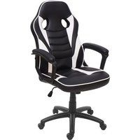 Bureaustoel HWC-F59, bureaustoel bureaustoel racestoel gamestoel, kunstleer ~ zwart/wit