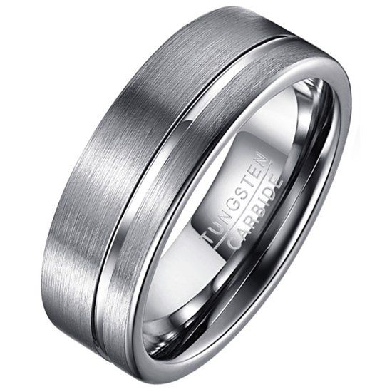 TJ Tom Jaxon Wolfraam heren ring Single Groove 8mm-20mm