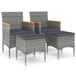 vidaXL Tuinstoel Terras Gecapitonneerde zitting Acaciahout, Polyester, Polyrattan, Staal Grijs