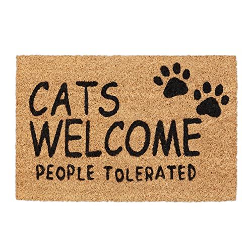 Relaxdays Deurmat kokos Cats Welcome 40 x 60 cm - Natuur/Zwart