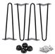 Pieds de table style jean - 36 cm - Design à 2 rayures - Acier 10 mm - Vis et protections de sol incluses - Jeu de 4 - Noir