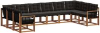 vidaXL - Hoek loungeset - 10 zitplekken - Acacia hout - Naturel en zwart