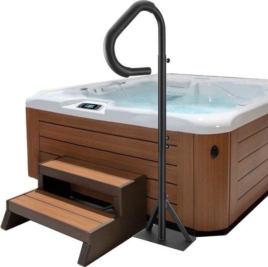 VEVOR Whirlpoolleuning 272 Kg Draagvermogen Spa-Leuning Van Aluminiumlegering Zwembadleuning In Hoogte Verstelbaar Van 122,92 Tot 160 Cm Handgreep Instaphulp 360° Draaibaar voor Zwembaden Whirlpools