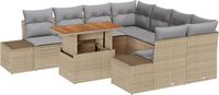 vidaXL Tuinbank Set 4 zitplekken Beige Polyrattan