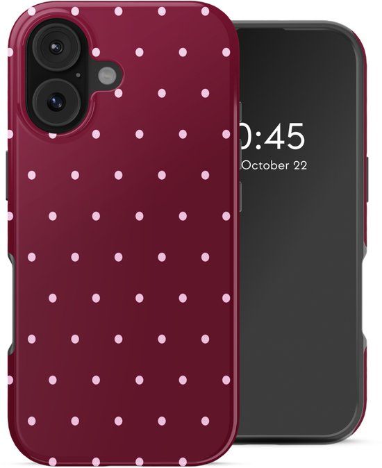 Selencia Hoesje - Geschikt voor Apple iPhone 17 - Backcover geschikt voor MagSafe - Happy Dots Burgundy