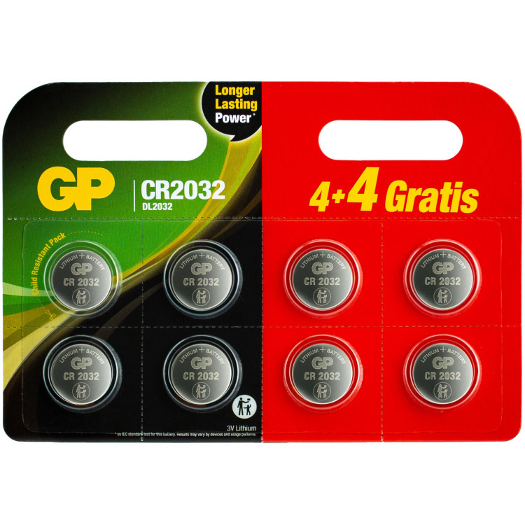 GP Batteries Lithium CR2032 knoopcel (0602032C8) 8 stuks, 3V