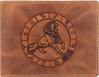 Greenburry - Vintage Lederen Heren Portefeuille Met Leeuw Sterrenbeeld