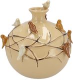 DK Design Vaas Spring birds - zandkleurig - keramiek - D18 x H18 cm - bloemenvaas