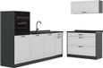 Vicco Complete keukeneenheid R-Line, Wit landelijk/Antraciet, 220 cm antraciet werkblad