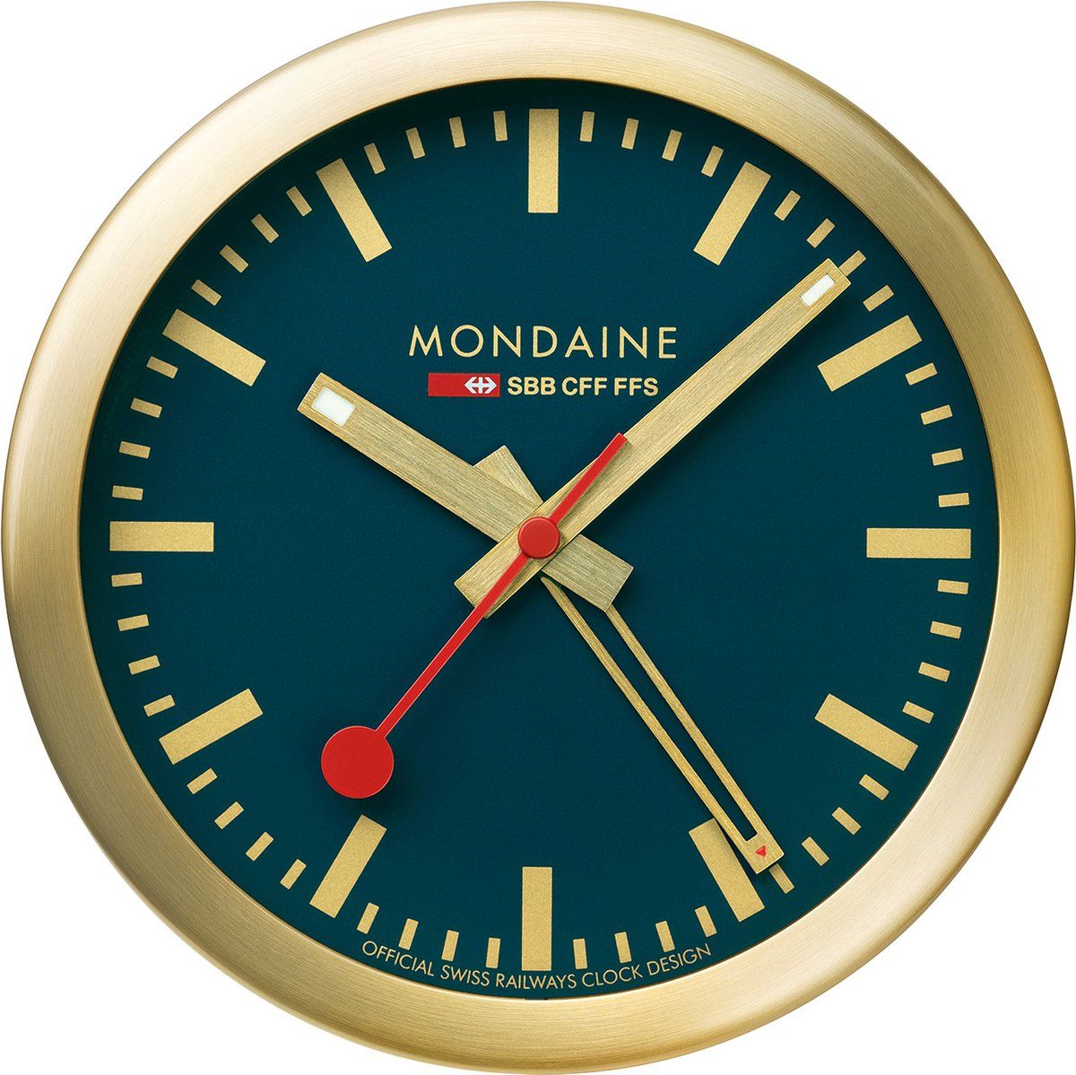 Mondaine M997.MCAL.46SBG Alarm klok - Goudkleurig - Blauw - 125mm