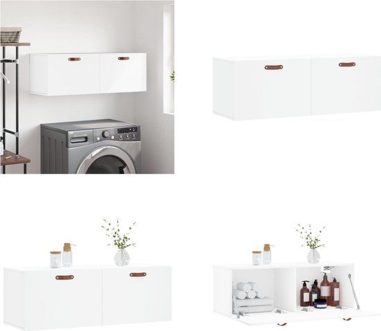 vidaXL Wandkast - 100x36,5x35 cm - bewerkt hout - wit