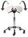 Tabouret de selle, blanc, réglable en hauteur de 58 à 80 cm, avec ressort à gaz
