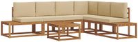vidaXL 7-delige Buitenbank Set Massief Acacia Hout en Polyester