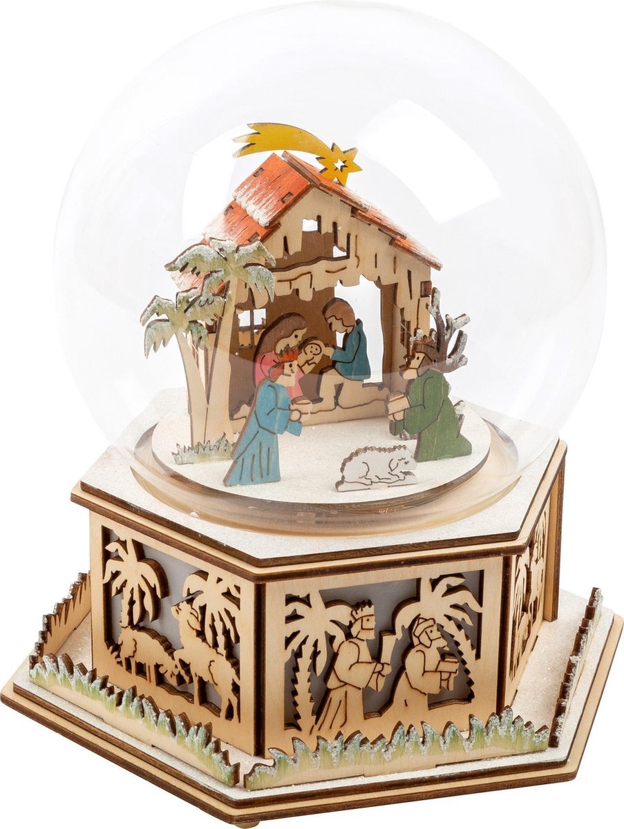 Small foot company Small Foot Sneeuwbol Light-up Manger Hout 21 Cm Blank blank
