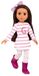 Merkloos Aankleedpop - 36 cm - Lang bruin haar - Roze en wit
