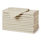 Amazon Basics Herbruikbare Vlek- en Kreuk bestendige Stoffen Servetten, Set van 12, 43 x 43 cm, Beige