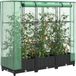 Maison Exclusive - Jardinière surélevée avec couverture de type serre, aspect rotin, dimensions 120x40x123 cm