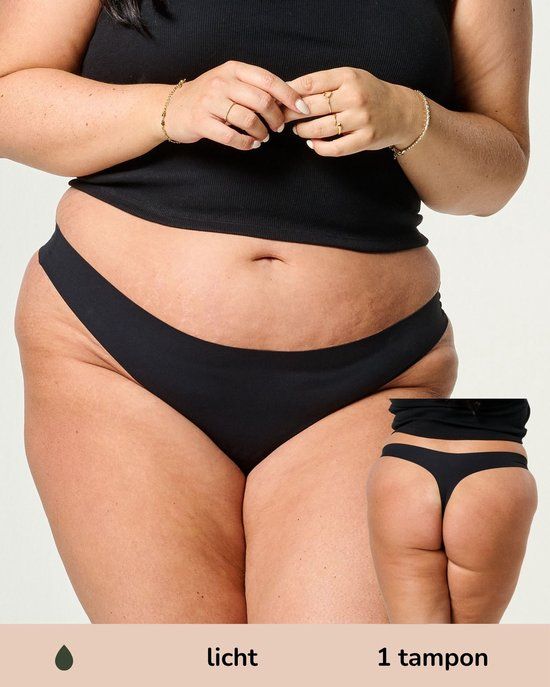 Moodies Undies Moodies menstruatie ondergoed - Lasercut String - Zwart - Maat XL