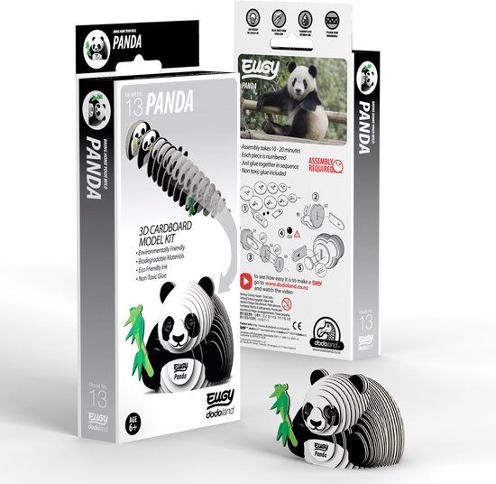 EUGY 3D Puzzel - Panda - Wilde Dieren - Duurzaam - Verzamel Ze Allemaal - 6 Jaar