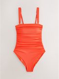 Next Dames Gerimpeld buikcorrigerend bandeau Zwempak Tall Oranje