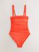 Next Dames Gerimpeld buikcorrigerend bandeau Zwempak Tall Oranje