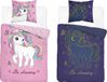 Carbotex Unicorn Housse de couette 140x200 cm avec taie d'oreiller 70x80 cm - Coton - Rose