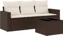 vidaXL 4-delige Loungeset met kussens, polyrattan, bruin