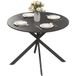 Homcom Table à manger ronde pieds en X industriels noir