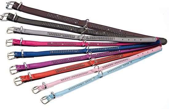 Nobby halsband crystal met 3 rijen swarovski elementen roze 47-52 x 2,3 cm - 1 ST