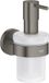 GROHE Start Zeepdispenser met Houder – Wandmontage – Glas & Metaal – 160 ml – Geborsteld Hard Graphite
