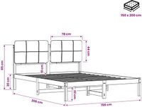 vidaXL Bedframe met gestoffeerd hoofdbord Whitewash en taupe