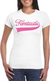 Bellatio Decorations Foute party t-shirt voor dames - Femtastic - wit - glitter - carnaval/themafeest XXL