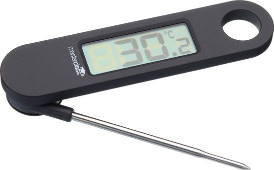 MasterClass Digitale Vleesthermometer met Inklapbare Sonde - Zwart