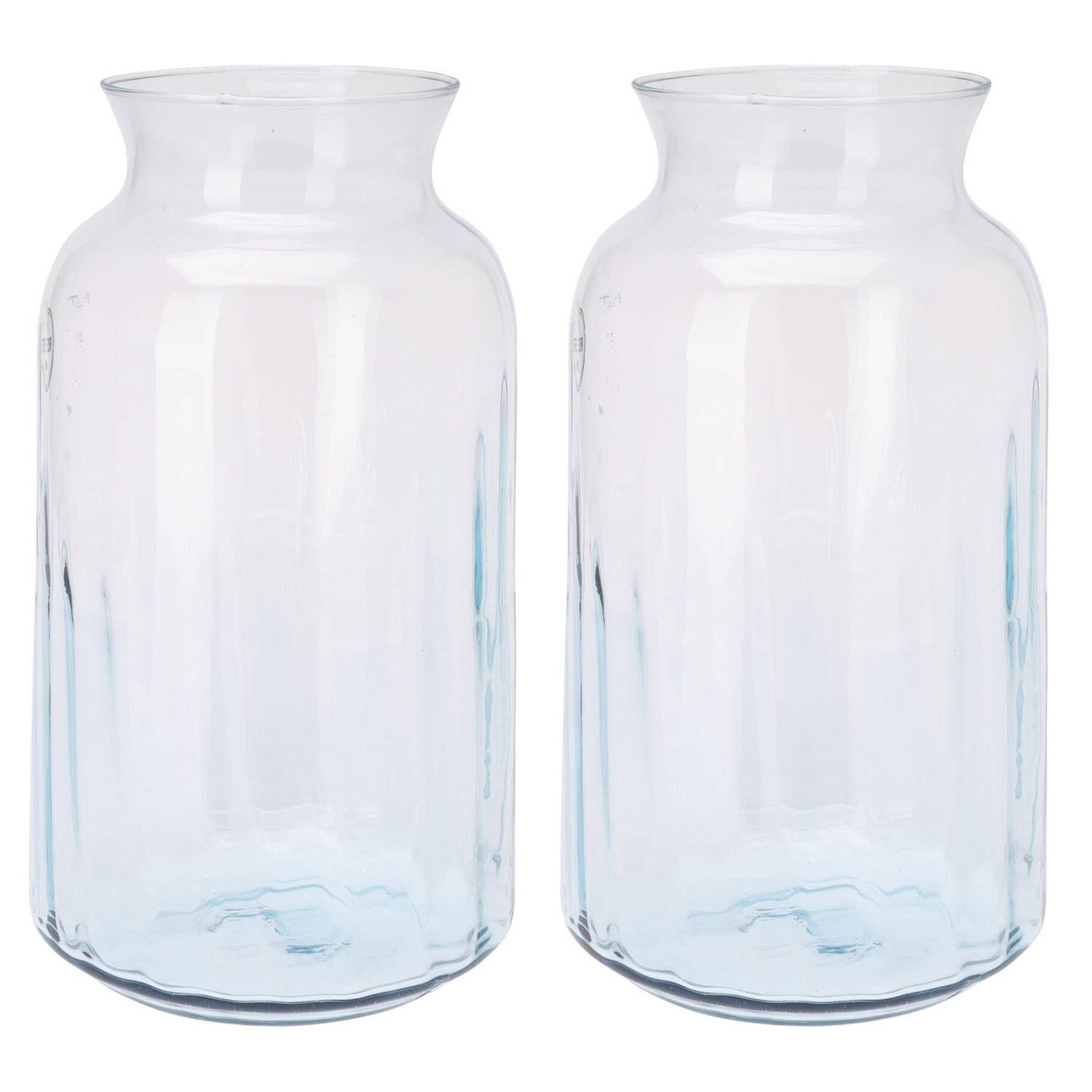 Glazen vazen / bloemen vazen - 2x stuks - 19 x 30 cm - transparant