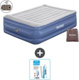 Bestway luchtbed - 2-Persoons - 152 x 203 x 56 cm - Grijs/Blauw - Inclusief pomp - Reparatieset