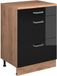 Vicco Uitbreidingscommode Rion, Zwart hoogglans/Goudkleurig Eiken, 60 x 46 cm zonder schuine kant met 3 lades