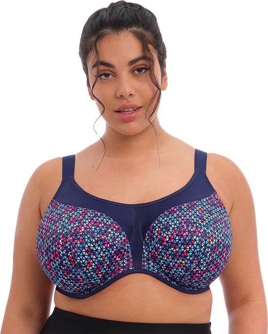 Elomi Energise Grote maten sport bh – Navy Geo - 95I
