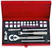 King Tony 1/4" Dopsleutel Set 18 Delig Inch Maten met Ratel